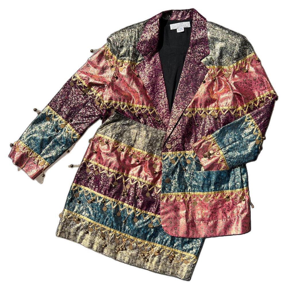 1990s Sandy Starkman Metallic Brocade Coin Set (2 Piece)